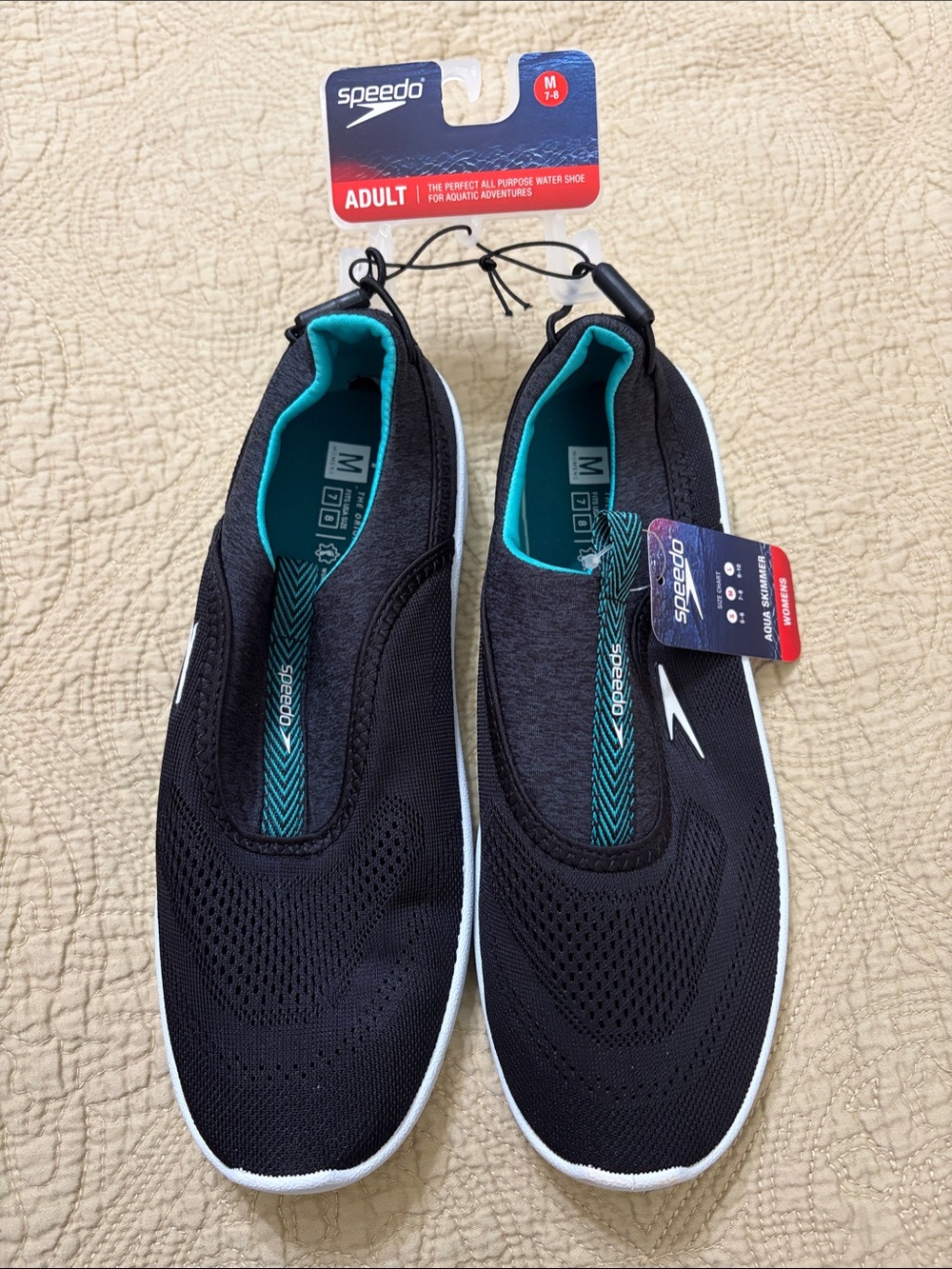Speedo Black Water Shoes with Teal Lining (size M: 7-8)